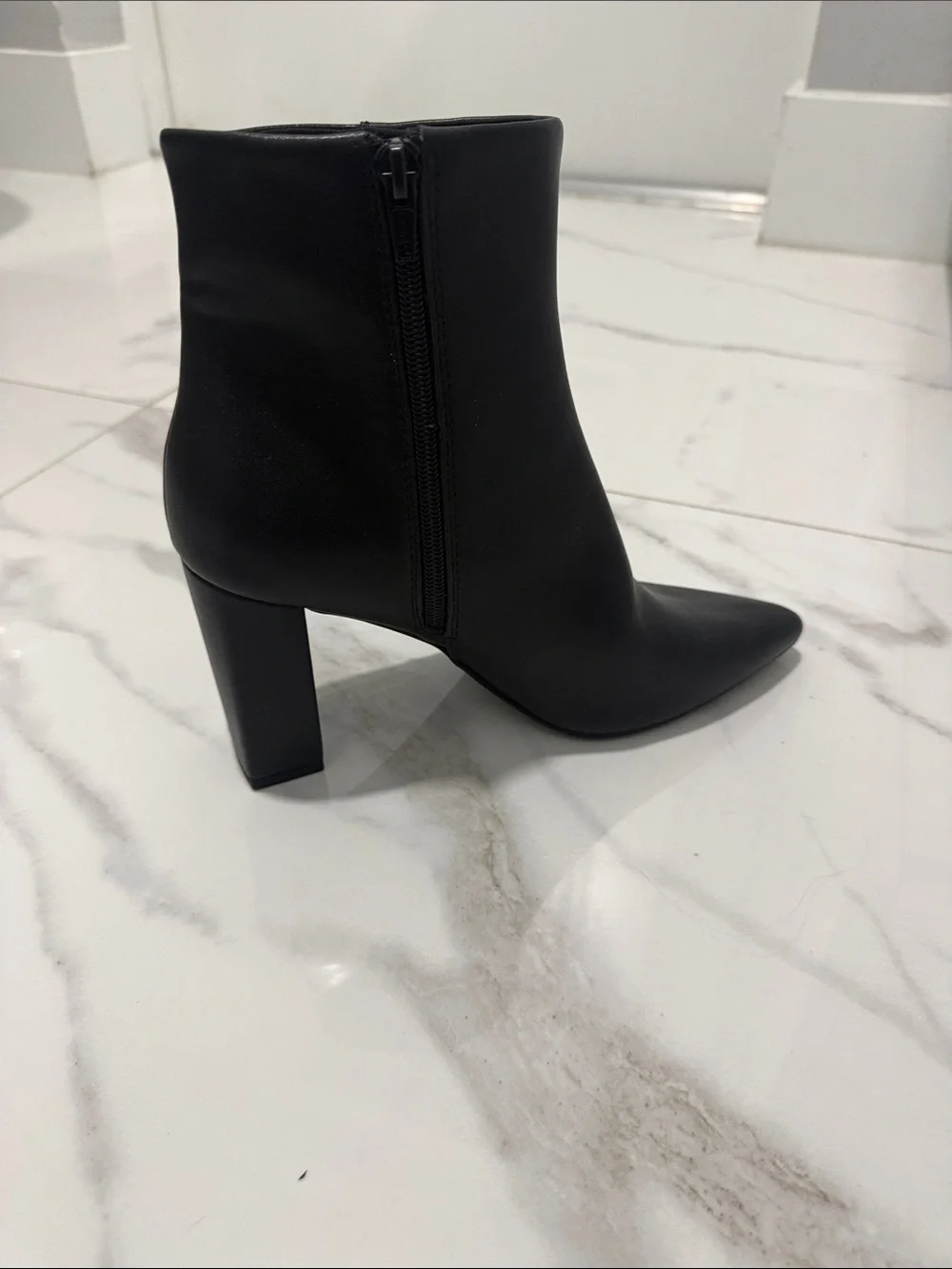 Wild Pair Women's Black Pointed Toe Block Heel Bootie